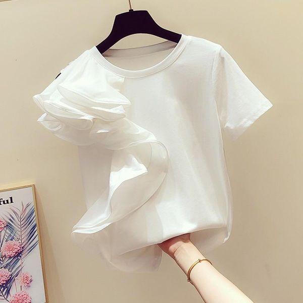 ruffles patchwork o-neck short sleeve t shirt women korean modis white tee shirt femme casual elegant tshirt 2021 summer
ruffles patchwork o-neck short sleeve t shirt women korean modis white tee shirt femme casual elegant tshirt 2021 summer