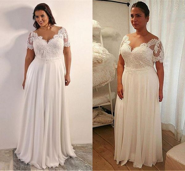 2021 new chiffon a-line plus size wedding with beaded lace appliques short sleeves bridal es robe de mariage 3ved, White
2021 new chiffon a-line plus size wedding with beaded lace appliques short sleeves bridal es robe de mariage 3ved, White