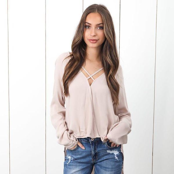 women's blouses & shirts s2 citylife fashion solid color autumn style v-neck long-sleeved chiffon fir, White
women's blouses & shirts s2 citylife fashion solid color autumn style v-neck long-sleeved chiffon fir, White
