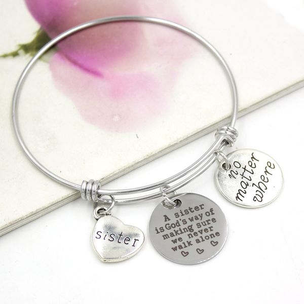 wholesale new arrival sisters charm bracelets sister gifts stainless steel expandable bangles for friends gift, Golden;silver
wholesale new arrival sisters charm bracelets sister gifts stainless steel expandable bangles for friends gift, Golden;silver