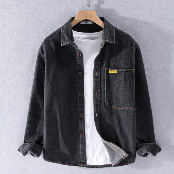 2021 new 100% cotton long sleeve autumn denim fashion comfortable shirts for men thick black shirt mens overhemd chemise juro, White;black
2021 new 100% cotton long sleeve autumn denim fashion comfortable shirts for men thick black shirt mens overhemd chemise juro, White;black
