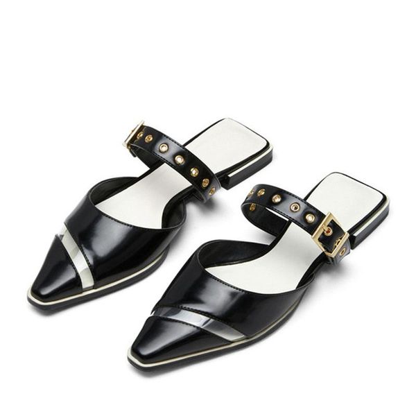 slippers mill shoes with square toes and low heels. shallow toad rivet small single shoe. flat-bottomed sandals at the back, Black
slippers mill shoes with square toes and low heels. shallow toad rivet small single shoe. flat-bottomed sandals at the back, Black