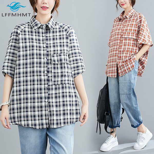 2021 new large size plaid shirt for women short sleeve lapel oversized casual blouse female classical vintage cotton ikt5, White
2021 new large size plaid shirt for women short sleeve lapel oversized casual blouse female classical vintage cotton ikt5, White