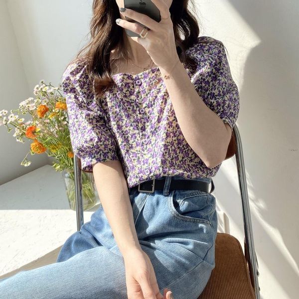 women's blouses & shirts summer button with flower print floral design sweet style lantern sleeve blouse women casual fashion slash nec, White
women's blouses & shirts summer button with flower print floral design sweet style lantern sleeve blouse women casual fashion slash nec, White