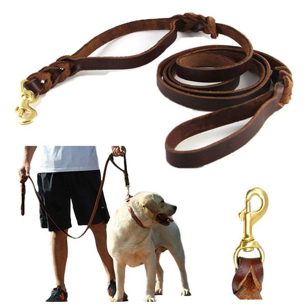 dog collars & leashes 180cm genuine leather leash double handle braided traffic working training leads for medium large dogs
dog collars & leashes 180cm genuine leather leash double handle braided traffic working training leads for medium large dogs