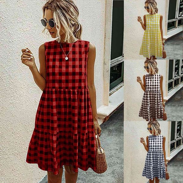 sales plaid sleeveless summer women dress casual sundress a line mini vestido de mujer, Black;gray
sales plaid sleeveless summer women dress casual sundress a line mini vestido de mujer, Black;gray