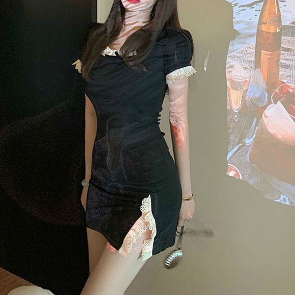 french lace stitching jersey summer platycodon iflorum fairy 2021 new temperament v5c0, Black;gray
french lace stitching jersey summer platycodon iflorum fairy 2021 new temperament v5c0, Black;gray