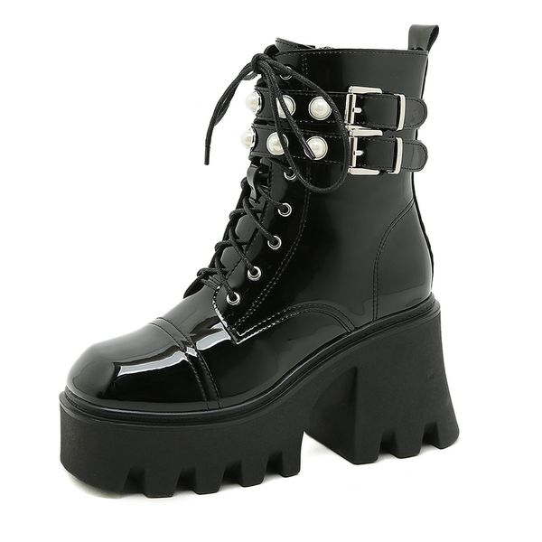 Europe Sexy Ladys 9.5cm Platform Boots Chunky Punk Patent Leather Womens Gothic Modern Shoes Ankle Nightclub Lace Up Zipper Peal, Black
Europe Sexy Ladys 9.5cm Platform Boots Chunky Punk Patent Leather Womens Gothic Modern Shoes Ankle Nightclub Lace Up Zipper Peal, Black