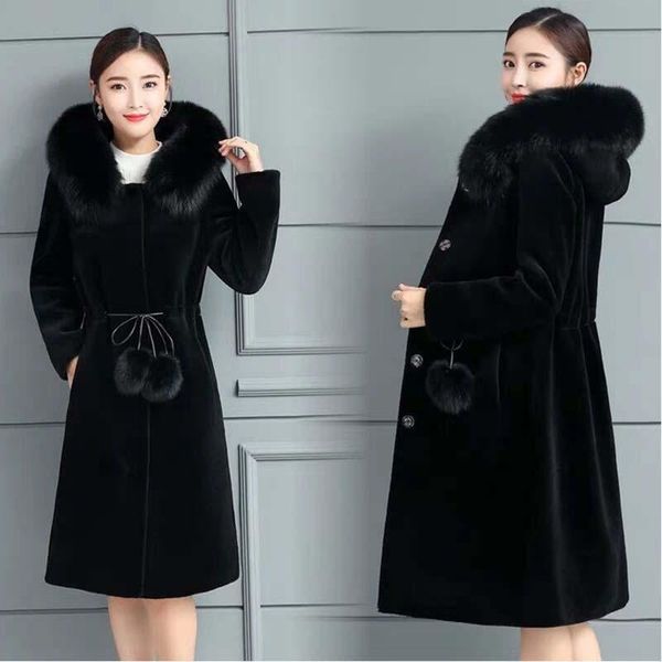 women's fur & faux imitation mink coat women 2021 winter female hooded velvet long jacket plus size thickened sobretudo feminino, Black
women's fur & faux imitation mink coat women 2021 winter female hooded velvet long jacket plus size thickened sobretudo feminino, Black