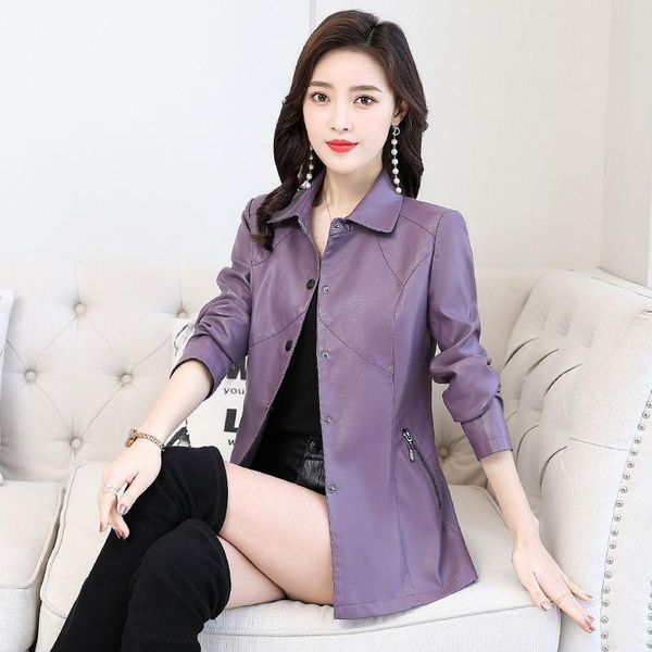 women's leather & faux women 2021 korean coat ladies slim solid long sleeve pu jacket chic vintage female motorcycle outwear x582, Black
women's leather & faux women 2021 korean coat ladies slim solid long sleeve pu jacket chic vintage female motorcycle outwear x582, Black