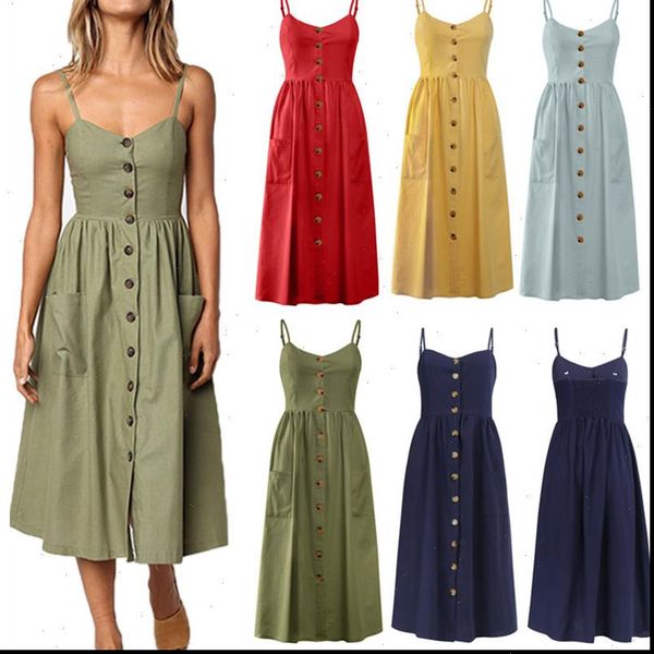 womens summer midi dresses boho backless sleeveless button striped dot solid midi dress slip sundress with pockets robe, Black;gray
womens summer midi dresses boho backless sleeveless button striped dot solid midi dress slip sundress with pockets robe, Black;gray