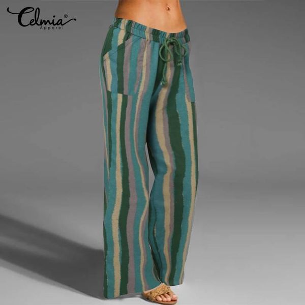 women's pants & capris plus size 2021 celmia vintage women printed wide leg casual loose elastic waist trouser fashion pantalon femme s, Black;white
women's pants & capris plus size 2021 celmia vintage women printed wide leg casual loose elastic waist trouser fashion pantalon femme s, Black;white