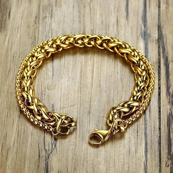 link, chain veemy double strand wheat spiga bracelet stainless steel bracelets fashion jewelry brazalet brazalete, Black 
link, chain veemy double strand wheat spiga bracelet stainless steel bracelets fashion jewelry brazalet brazalete, Black