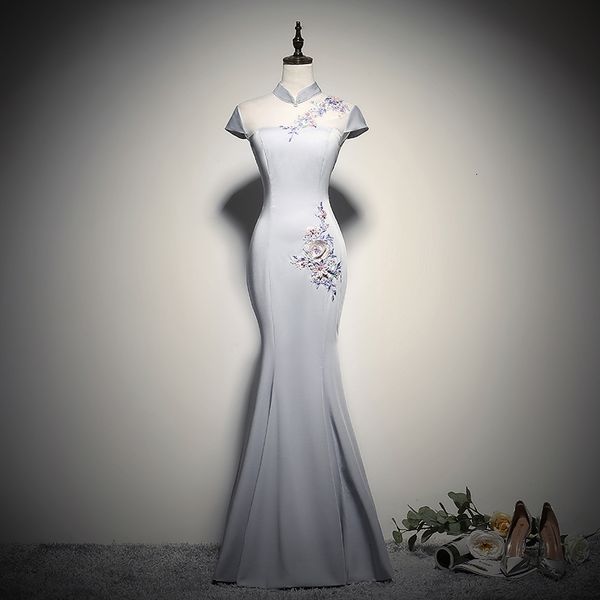 performance improved cheongsam chinese style elegant fashion fishtail wedding party dresses 7y2u, Black;gray
performance improved cheongsam chinese style elegant fashion fishtail wedding party dresses 7y2u, Black;gray
