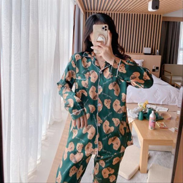 pajamas spring autumn ins imitation womens sleepwears silk lapel cardigan long sleeved trousers home service two piece suit, Black;red
pajamas spring autumn ins imitation womens sleepwears silk lapel cardigan long sleeved trousers home service two piece suit, Black;red