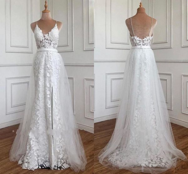 modern v neck mermaid wedding dress 2022 with spaghetti straps lace bodice tulle train ruched backless country designer african bridal gowns, White
modern v neck mermaid wedding dress 2022 with spaghetti straps lace bodice tulle train ruched backless country designer african bridal gowns, White