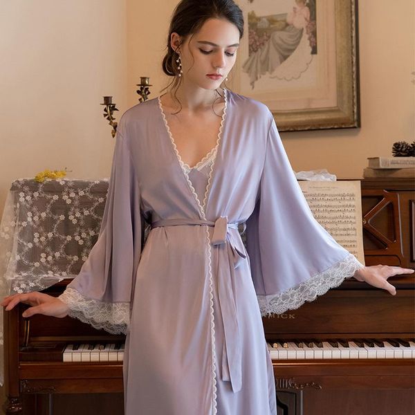 women's sleepwear 2pcs women lace trim robe sets v-neck sling nightgown kimono loose full sleeve bathrobe bride dressing gown satin, Black;red
women's sleepwear 2pcs women lace trim robe sets v-neck sling nightgown kimono loose full sleeve bathrobe bride dressing gown satin, Black;red