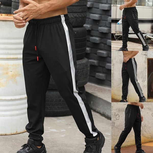 men's casual pants sports pants outdoor activities small leg zipper pocket elastic band side stripe bar decoration, Black
men's casual pants sports pants outdoor activities small leg zipper pocket elastic band side stripe bar decoration, Black