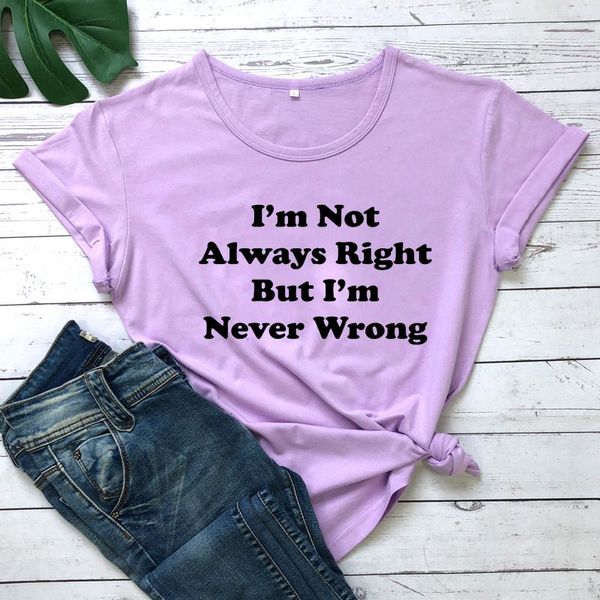 women's t-shirt i' not always right but never wrong funny letter graphic tees summer style shirts fashion vintage art, White
women's t-shirt i' not always right but never wrong funny letter graphic tees summer style shirts fashion vintage art, White