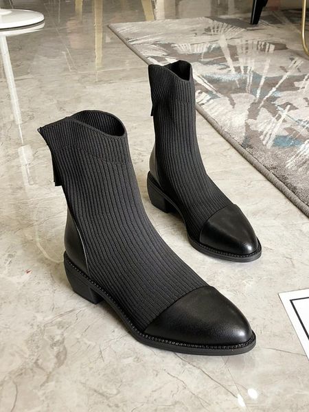 boots women black sock pointed toe square heel ladies shoes vintage patchwork batos
boots women black sock pointed toe square heel ladies shoes vintage patchwork batos