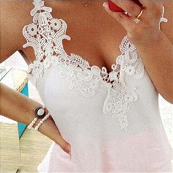 women's blouses & shirts fashion women sleeveless lace chiffon vest blouse clothing casual, White
women's blouses & shirts fashion women sleeveless lace chiffon vest blouse clothing casual, White