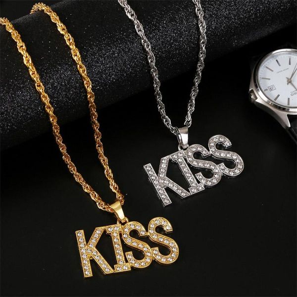 pendant necklaces trendy rhinestone kiss letter & pendants women men hip hop jewelry 2021 fashion gold silver color chain necklace gift
pendant necklaces trendy rhinestone kiss letter & pendants women men hip hop jewelry 2021 fashion gold silver color chain necklace gift