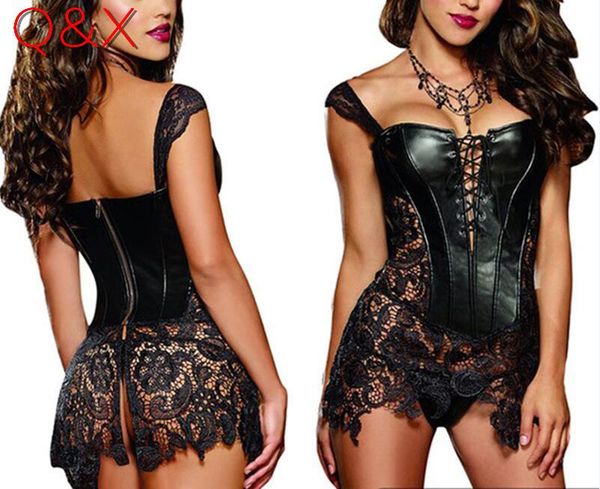 bustiers & corsets s-6xl plus size lingerie women black faux leather and lace burlesque steampunk corset dress gothic bustier, Black;white
bustiers & corsets s-6xl plus size lingerie women black faux leather and lace burlesque steampunk corset dress gothic bustier, Black;white