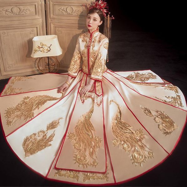 ethnic clothing champagne chinese style bride wedding dress novelty cheongsam embroidery marrige set exquisite gift, Red
ethnic clothing champagne chinese style bride wedding dress novelty cheongsam embroidery marrige set exquisite gift, Red