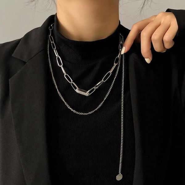 chains simple fashion double layer stainless steel metal chain necklace for women girls punk style korean trendy hip hop jewelry, Silver
chains simple fashion double layer stainless steel metal chain necklace for women girls punk style korean trendy hip hop jewelry, Silver
