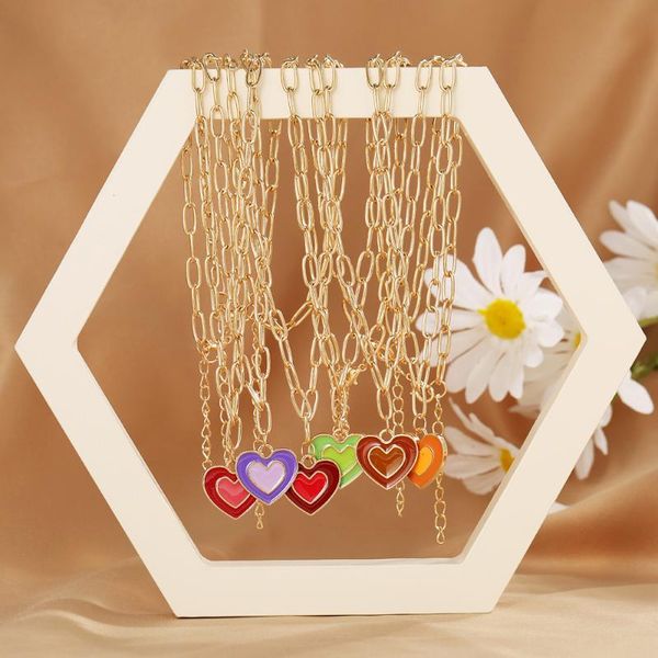 pendant necklaces trendy colorful enamel heart necklace for women couples summer metal golden color chain female jewelry, Silver
pendant necklaces trendy colorful enamel heart necklace for women couples summer metal golden color chain female jewelry, Silver