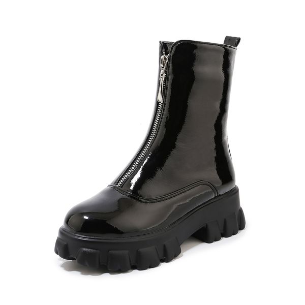 metal zipper platform of punk motorcycle female boots optional lining or soft polyurethane backing sole aow5, Black
metal zipper platform of punk motorcycle female boots optional lining or soft polyurethane backing sole aow5, Black