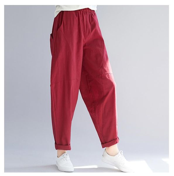 women's pants & capris casual harem pleated trousers loose pantalon taille haute femme cotton literary women, Black;white
women's pants & capris casual harem pleated trousers loose pantalon taille haute femme cotton literary women, Black;white