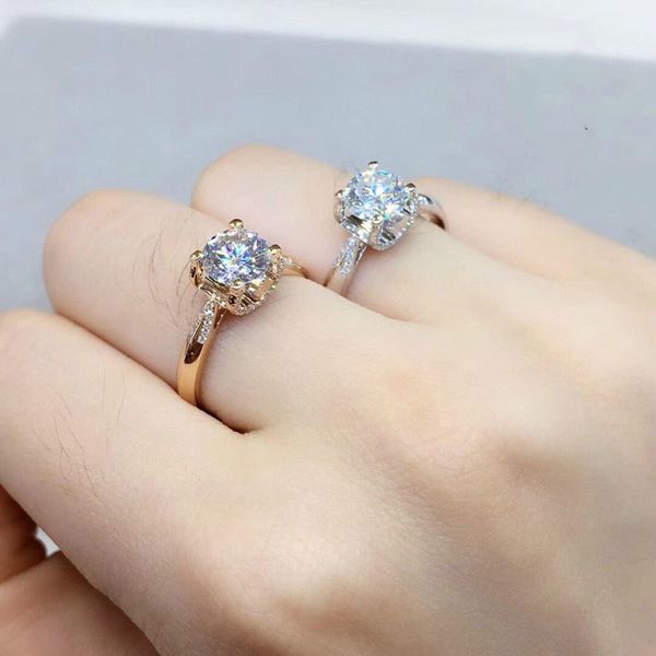 classic cow head mossan stone diamond ring women's mosan set 18k gold wedding ring custom female ring, Golden;silver
classic cow head mossan stone diamond ring women's mosan set 18k gold wedding ring custom female ring, Golden;silver