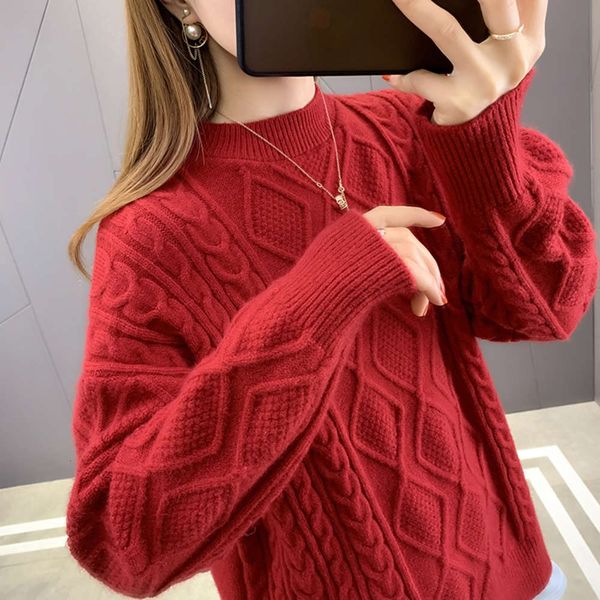 red christmas sweater for women to wear loose and thickened, White;black
red christmas sweater for women to wear loose and thickened, White;black