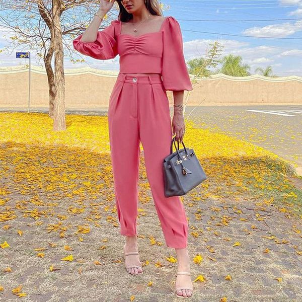 women's two piece pants 2021 fall winter style square neck slim short loose casual trousers suit fashion elegant outfits, White
women's two piece pants 2021 fall winter style square neck slim short loose casual trousers suit fashion elegant outfits, White