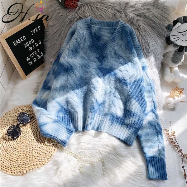 h.sa women fall winter sweater and pullovers v neck tie dye knitwear pull jumpers long sleeve thickness warm winter pull sweater 210716, White;black
h.sa women fall winter sweater and pullovers v neck tie dye knitwear pull jumpers long sleeve thickness warm winter pull sweater 210716, White;black
