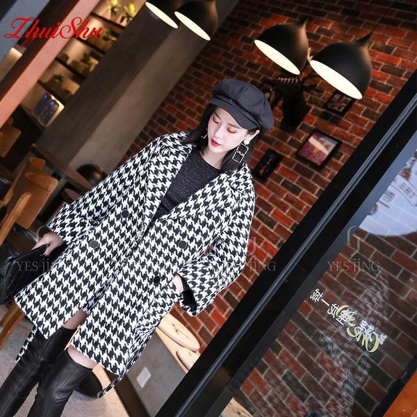 women's wool & blends waist slimming fashion woolen coat small suit autumn winter 2021 korean style western-style plaid loose mid-lengt, Black
women's wool & blends waist slimming fashion woolen coat small suit autumn winter 2021 korean style western-style plaid loose mid-lengt, Black