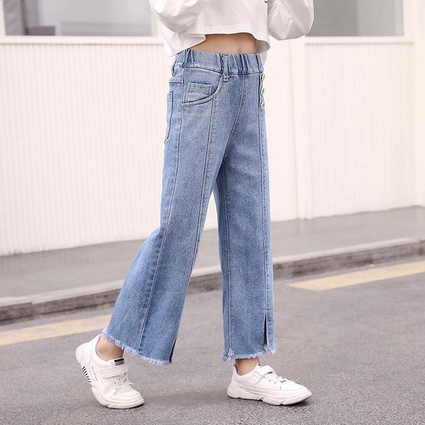 children's wide-legged denim pants teenage girl elastic waist split kids jeans korean style cotton loose casual cowboy trousers, Blue
children's wide-legged denim pants teenage girl elastic waist split kids jeans korean style cotton loose casual cowboy trousers, Blue