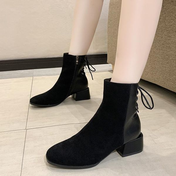 boots patchwork flock lace up ankle for women autumn pu leather square heel woman winter warm short push shoes lady, Black
boots patchwork flock lace up ankle for women autumn pu leather square heel woman winter warm short push shoes lady, Black