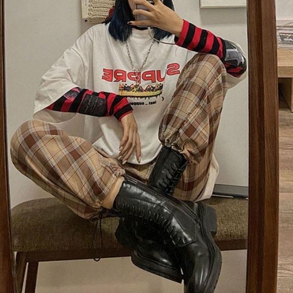 women's pants & capris vintage style trousers hippie palazzo classic retro 90s streetwear plaid female japanese harajuku y2k, Black;white
women's pants & capris vintage style trousers hippie palazzo classic retro 90s streetwear plaid female japanese harajuku y2k, Black;white