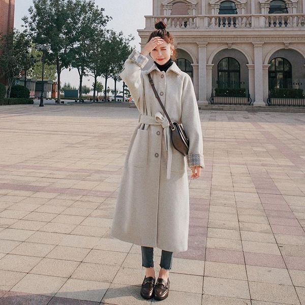 women's wool & blends fashion korean loose single breasted belted splice plaid long woolen coat for women winter clothes female elegant, Black
women's wool & blends fashion korean loose single breasted belted splice plaid long woolen coat for women winter clothes female elegant, Black