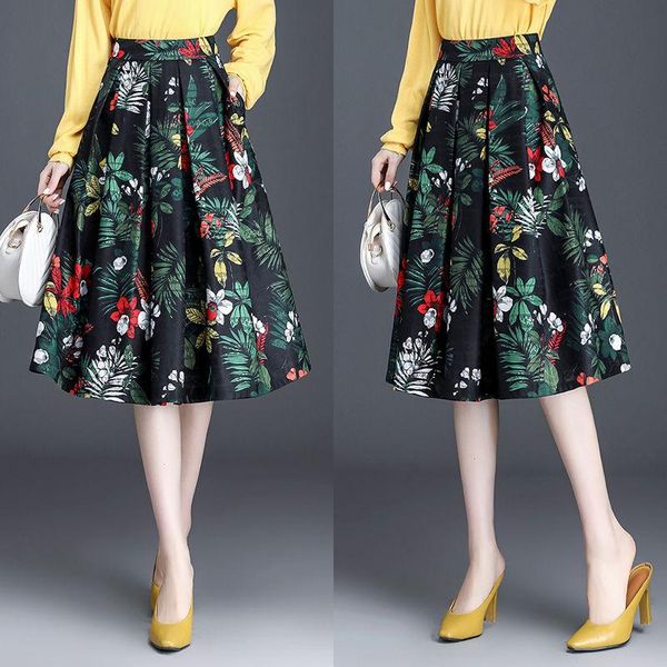 skirts 2021 women vintage floral printed midi pleated ladies ball gown high waist flared knee length skater skirt femininas t304, Black
skirts 2021 women vintage floral printed midi pleated ladies ball gown high waist flared knee length skater skirt femininas t304, Black