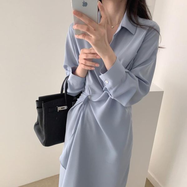 casual dresses office lady blue/black midi dress women elegant turn-down collar single breasted high waist draped vestidos autumn 2021 fashi, Black;gray
casual dresses office lady blue/black midi dress women elegant turn-down collar single breasted high waist draped vestidos autumn 2021 fashi, Black;gray