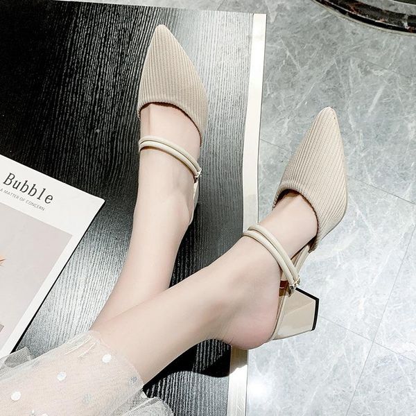 sandals pointed middle heel thick half slippers women's summer 2021 breathable cloth wear two, Black
sandals pointed middle heel thick half slippers women's summer 2021 breathable cloth wear two, Black