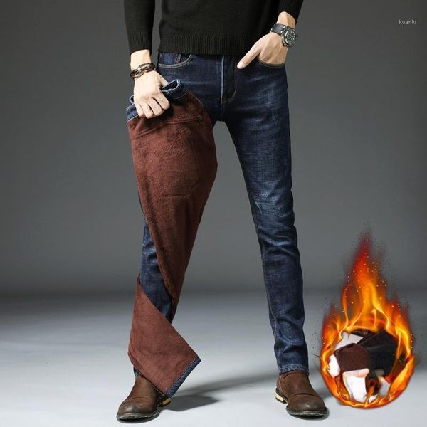 men's jeans 2021 winter warm black elasticity slim fit thicken denim pants cotton fleece brand trousers, Blue
men's jeans 2021 winter warm black elasticity slim fit thicken denim pants cotton fleece brand trousers, Blue