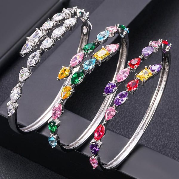 earrings & necklace accking luxury multicolor bangle for women full micro cubic zircon pave party wedding saudi arabic dubai jewelry wholesa, Silver
earrings & necklace accking luxury multicolor bangle for women full micro cubic zircon pave party wedding saudi arabic dubai jewelry wholesa, Silver