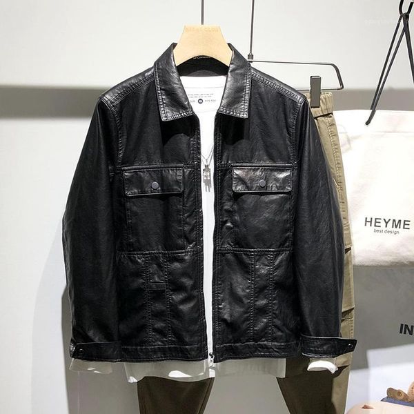 spring leather coat men's outerwear lapel biker's jacket youth casual multi-pocket fashion & faux, Black
spring leather coat men's outerwear lapel biker's jacket youth casual multi-pocket fashion & faux, Black