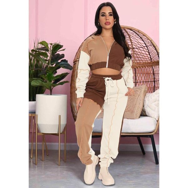 women's two piece pants echoine contrast stitch lounge wear long sleeve patchwork zipper hoodies set tracksuit, White
women's two piece pants echoine contrast stitch lounge wear long sleeve patchwork zipper hoodies set tracksuit, White