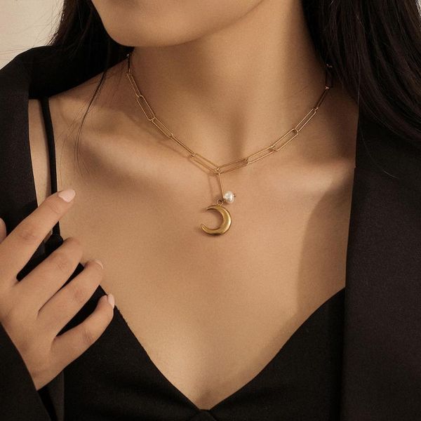 pendant necklaces wholesale bulk ins simple fashion imitation pearl moon necklace stainless steel gold jewelry women goth, Silver
pendant necklaces wholesale bulk ins simple fashion imitation pearl moon necklace stainless steel gold jewelry women goth, Silver