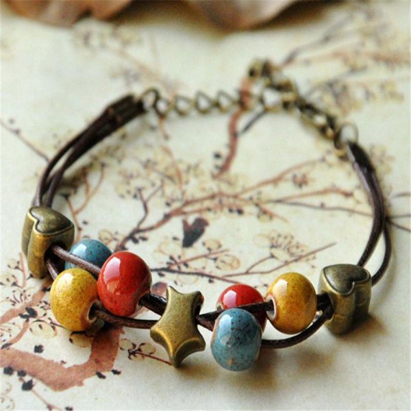 charm bracelets fashion leisure ethnic style ceramic handmade porcelain beads rope for women he003, Golden;silver
charm bracelets fashion leisure ethnic style ceramic handmade porcelain beads rope for women he003, Golden;silver